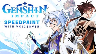 Drawing my Main Men  Genshin Impact SPEEDPAINT [upl. by Jenda]