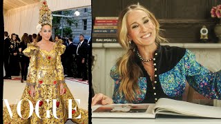 Sarah Jessica Parker Breaks Down 10 Met Gala Looks From 1995 to Now  Life in Looks  Vogue [upl. by Antonina229]