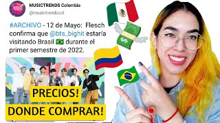 BTS en Latin America 2022  BTS Concierto en Colombia Mexico y Brasil 2022 Precios Donde comprar [upl. by Anat]