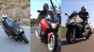 Comparatif maxiscooter Honda Integra  Yamaha TMax 530  Aprilia SRV 850 [upl. by Dej]