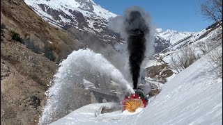 DFB Dampfschneeschleuder R12 im Frühlingsschnee 2021 Steam snow plough in the swiss mountains [upl. by Eehsar987]