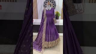 Soft Chinon Silk Purple Color Long Size Bride Wear Wedding Salwar Kameez With Stolesalwarsuit [upl. by Siraj]