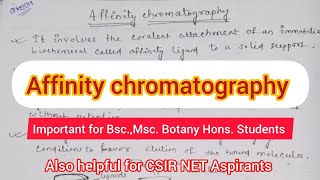 Affinity chromatography botany analyticalchemistry chromatography [upl. by Ande]