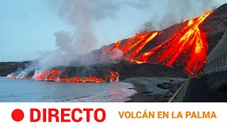 Sigue la caída de LAVA del volcán de LA PALMA al MAR cerca de TAZACORTE  RTVE Noticias [upl. by Carola]