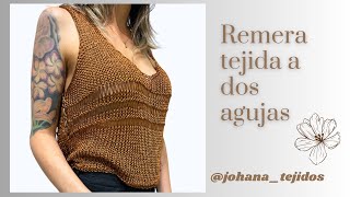 Remera blusa tejida a dos agujas Todas las tallas Woven tshirt Tutorial paso a paso [upl. by Pickens608]