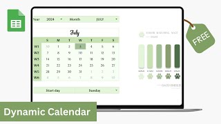 How to make an Dynamic Calendar in google sheets  Free Template Level 2 [upl. by Metah]