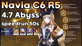 Navia C6 R5 47 Spiral Abyss Speedrun 50s [upl. by Arag]