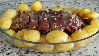 FRALDINHA NA MANTEIGA ASSADA NO FORNO COM BATATA E CEBOLA  RECEITA SUPER FÁCIL [upl. by Stirling181]