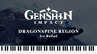 ｢Dragonspine  Ice Ballad｣ Genshin Impact 12 OST  Synthesia Piano Cover MIDI amp Sheet Music [upl. by Ahtaela951]