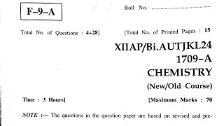 12th Chemistry Question Paper 2024 Biannual Private Jkbose  Jkbose Chemistry Question Paper 2024 [upl. by Riki585]