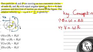 Two particles \A\ and \B\ are moving on two concentric circles of radii \R1\ and \R2 [upl. by Gambrill544]