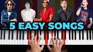 5 Easy Songs to Play on piano for Beginners with PDF [upl. by Lesig199]