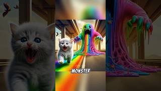 kitten chased by rainbow slime cat cats catvideos cutecat catlover [upl. by Sirdna]