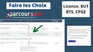 Comment faire les choix sur parcoursup  Choix en Licence BTS CPGE BUT Formuler ses vœux [upl. by Mak]