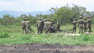 ejercicio táctico de campaña ejercito  MORTERO DE 105MM CAÑON artilleria  pieza de artilleria [upl. by Condon]