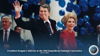 President Reagans Address at the 1992 Republican National Convention 8171992 [upl. by Leksehcey]