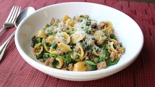 “One Pan” Orecchiette Pasta with Sausage and Arugula  How to Cook Pasta amp Sauce in One Pan [upl. by Wash]