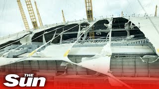 Storm Eunice  O2 Arena has roof torn off by fierce 122mph winds [upl. by Wainwright]