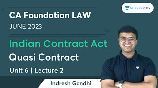 Quasi Contract  Unit 6  Lecture 2  Indian Contract Act  Indresh Gandhi [upl. by Treblihp]