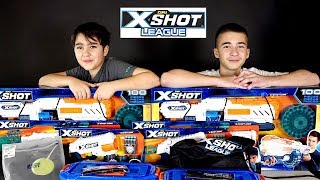 Zuru XShot League MASSIVE UNBOXING and BATTLE [upl. by Htebharas]