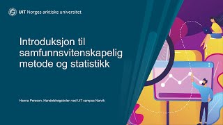 Introduksjon til samfunnsvitenskapelig metode og statistikk [upl. by Jenness]