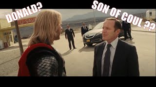 Thor aka Donald Blake addresses Agent Phil Coulson as quotSon of Coulquot [upl. by Ennaira639]