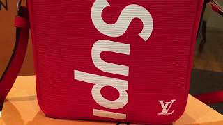 Review LOUIS VUITTON x SUPREME Satchel Shoulder Bag In Detail [upl. by Ecirtra]