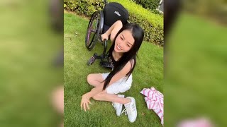 Cute Paraplegic Girl Smiling After Transfer Fails  Wheelchair Woman [upl. by Acinahs]