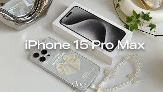 iPhone 15 pro max aesthetic  white unboxing  accessories  camera test [upl. by Gnex]