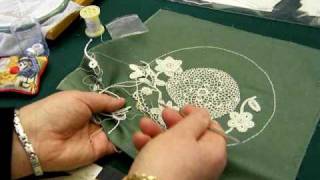 Irish Crochet Lace Demonstration 2 by Nora Finnegan [upl. by Harutak49]