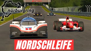 MERCEDES W11 vs RED BULL RB20 vs PORSCHE 919 EVO vs FERRARI F2004 at NORDSCHLEIFE [upl. by Ahsela609]