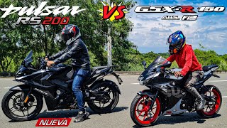 NUEVA PULSAR RS 200 VS SUZUKI GSXR 150🔥😱¡BATALLA ÉPICA DRAG RACE [upl. by Rehnberg]