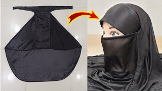 Instant Khimar With Niqab Cutting Stitching Instant Hijab Design Cutting StitchingPrayer Hijab DIY [upl. by Lokin]