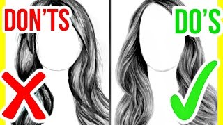 DOS amp DONTS How to Draw Realistic Hair  Step by Step Drawing Tutorial [upl. by Sagerman]