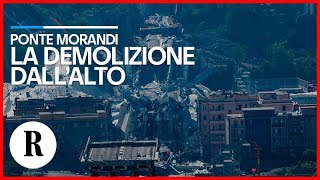 Ponte Morandi la demolizione dallalto le riprese dal drone dellEsercito [upl. by Mariele520]