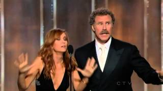 Will Ferrell amp Kristen Wiig hilarious presenting speech  70th Annual Golden Globe Awards 2013 [upl. by Llerrot182]