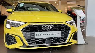 NOVO AUDI A3 AMARELO PITON SPORTBACK 2022 EM DETALHES [upl. by Meredi]