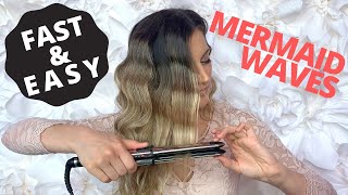 HOW TO FAST MERMAID HAIR WAVES using FLAT IRON [upl. by Ardnod554]