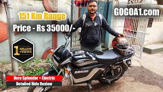 Hero Splendor Electric Bike Ride Review  Conversion Kit  GoGoA1  Price Feature Range Top Speed [upl. by Annay984]