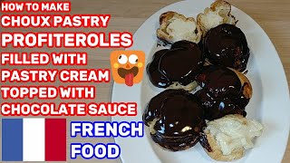 HOW TO MAKE PROFITEROLES PROFITEROLES RECIPECHOUX PASTRY RECIPECREAM PUFFSCHOCOLATE SAUCE RECIPE [upl. by Rother]