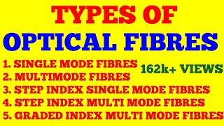 TYPES OF OPTICAL FIBERS  SINGLE MODE MULTI MODE STEP INDEX GRADED INDEX OPTICAL FIBERS  NOTES [upl. by Savadove]