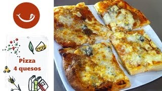 Receta de pizza 4 quesos ¡con masa de pizza casera [upl. by Nyloc432]