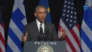 President Obama on Philotimo during his Athens visit [upl. by Fanny]