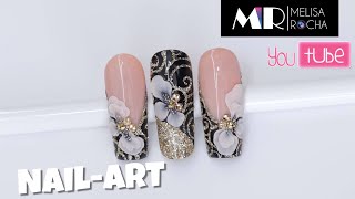 💖UÑAS acrílicas decoradas con flores de 3d 👠🎁🎉 [upl. by Latterll]