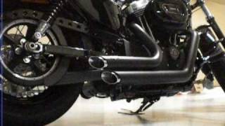 2010 HD Sportster 48  Stock Pipes Versus Vance amp Hines Short Shots Exhaust Pipes [upl. by Daryl10]