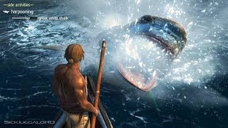 Assassins Creed IV Black Flag  Great White Shark Harpooning WTF AC4 [upl. by Eliathas]