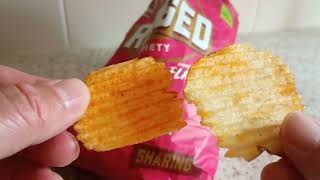 010 Aldi Ridged Searing King Prawn Crisps Snacks Food Review Oily Again 150g £109 [upl. by Rebmat]