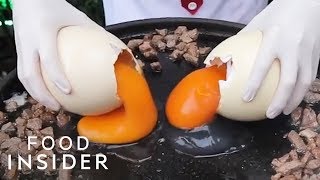 Turkish Chef Uses Ostrich Eggs For Giant Food Creations [upl. by Stalder]