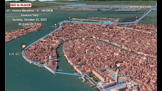 37° Venice Marathon  9° VM10KM fly over the marathon 3D course map [upl. by Solahcin]