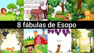 8 histórias infantis  fábulas de Esopo  O Leão e o Rato  A Raposa e a Cegonha e mais [upl. by Dlorad]